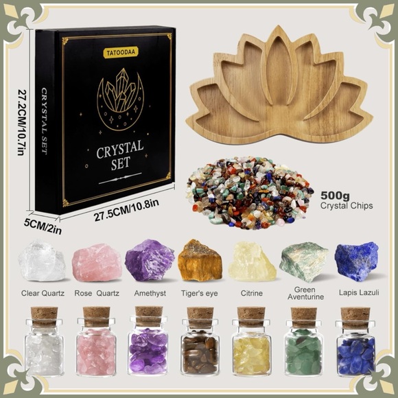Wooden Crystal Display Holder Lotus Shaped Healing Stones Tray Desktop Organizer - Picture 1 of 6